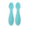 Nuby Silicone Mini Spoons - (2-Pack) Baby-Led Weaning Spoons for Babies - 4+ Months - Aqua...