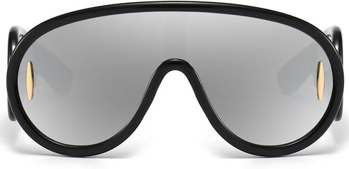 Trendy Wave Mask Sunglasses for Women Men Oversized Shield Sun Glasses Fashion Designer Style...