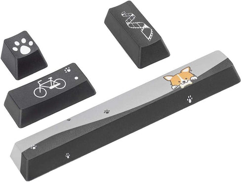 DIY Mini Black Dogs Pattern Keycaps Space+ESC+Enter+Numpad Enter Keycap Set for Mechanical Gaming Keyboard(Black)...