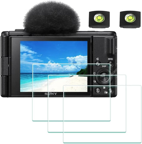 Screen Protector for Sony ZV-1F ZV1F Vlog Camera & Hot Shoe Cover 0.3mm 9H Hardness Tempered Glass Cover Anti-Scrach Anti-Fingerprint Anti-Bubble ...