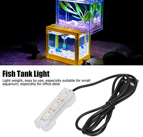 LED Aquarium Light, Light Weight USB Charging Underwater Light, Plastic Waterproof 2.4X0.8Inch for Aquarium Freshwater Office Desk Fish Tank...