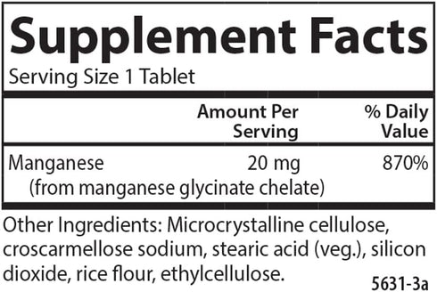 Carlson - Chelated Manganese, 20 mg, Superior Absorption, Healthy Metabolism, Bone Support & Brain Health, 100 Tablets...
