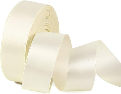 Double Face Satin Ribbon 1" Wide x 20 Yards for Party Wedding Home Decoration Handmade Craft (810 Ivory)...