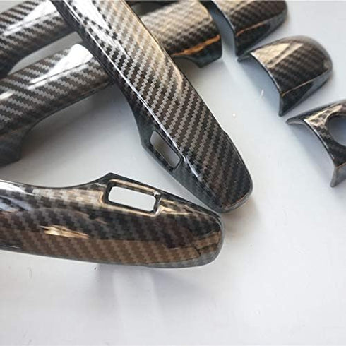 Sport Style Carbon Fiber Print Door Handle Cover Trim for Subaru Forester XV Crosstrek Outback Legacy WRX (Carbon Fiber with Keyless Holes)...