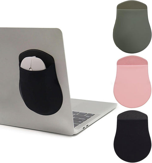 Pink Universal Stick-On Mouse Pouch Mouse Holder for Mouse Sleeve for Laptop Reusable Adhesive Storage Cover Office Worker Mouse Storage Bag, Mous...