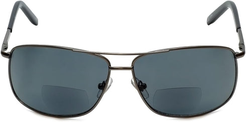 Designer Bi-Focal Reading Sunglasses Jordan in Gunmetal +2.00...
