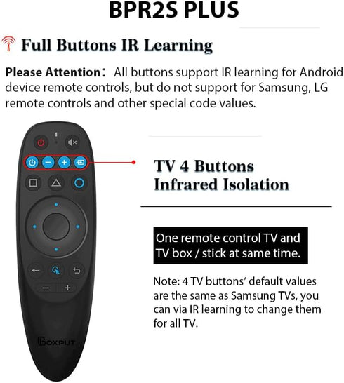 BPR2S Plus Air Mouse Remote Control Bluetooth Voice Remote Control 2.4G RF Remote with USB Receiver 6 Axis Gyroscope Support IR Learning TV 4 Keys...