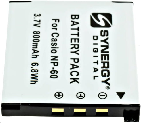 SDNP60 Lithium-Ion Rechargeable Battery - Ultra High Capacity (3.7V 800 mAh) - Replacement for Casio NP-60 Battery For Casio Exilim EX-FS10, EX-S1...