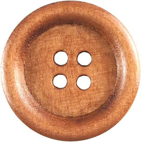 100 Pcs Classic Wooden Buttons, 0.7-Inch (18mm) Diameter -Brown, for Sewing Projects...