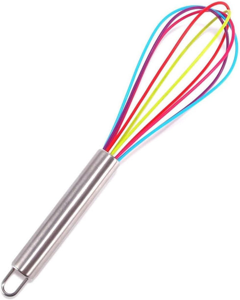 8/10/12 Inch Stainless Steel Egg Blender Balloon Whisk, Manual Whisk Blender, Kitchen Baking Utensils, Cream Butter Whisk (Color : Rainbow 10 Inch...