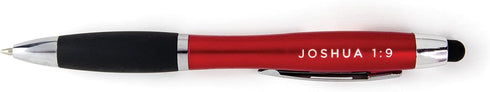 Light Up Scripture Pens With Stylus - Strong & Courageous, Red Illuminated LED Ballpoint Pen With Black Ink, Bible Study Pens For Bible Journaling...
