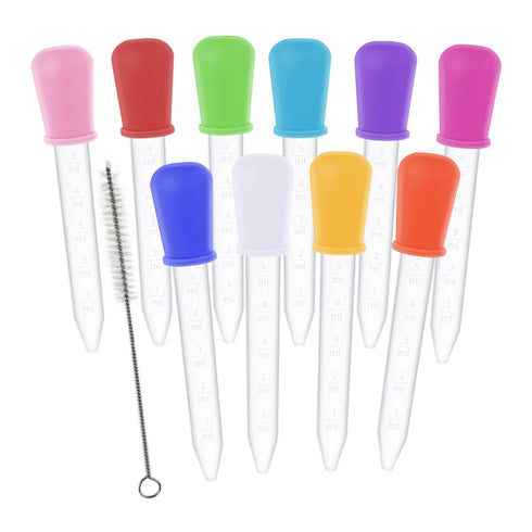 20 Pack Plastic Pipettes Droppers 5ML Clear Silicone Liquid Dropper with Bulb Tip Clean Brush Eye Droppers for Candy Mold Gummy Making Kitchen Oil...