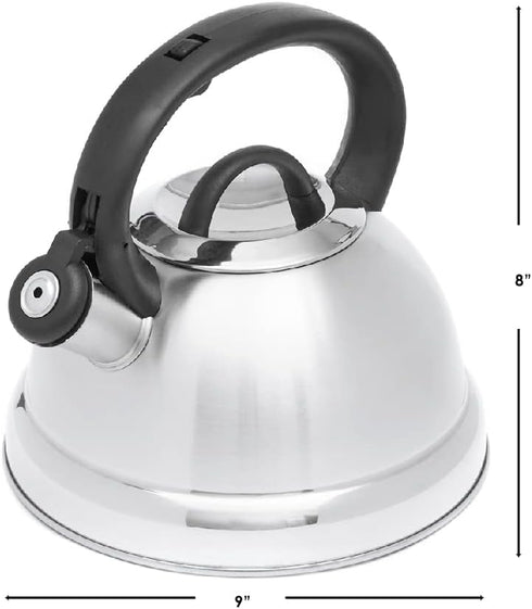 Home Basics Easy Grip 2.5 Lt Stainless Steel Tea Kettle, Silver...