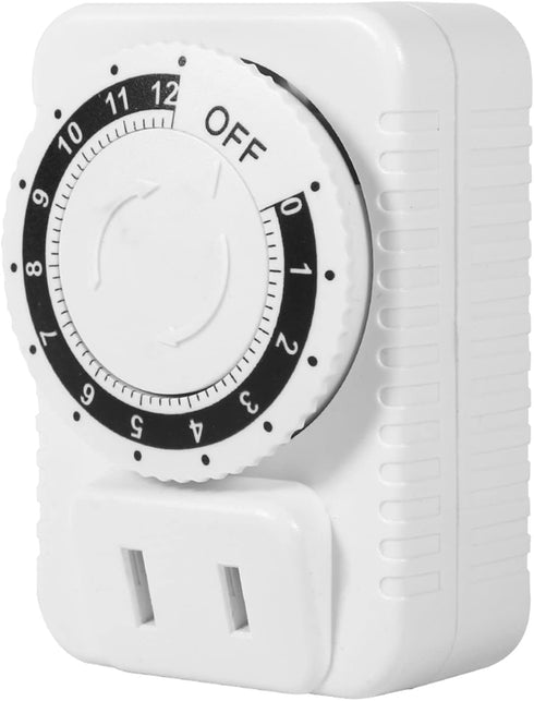 Indoor Mechanical Outlet Timer, 12 Hour Electrical Accurate Countdown Plug in Timing Switch 2 Prong Heavy Duty Grounded Outlet for Energy Saving H...