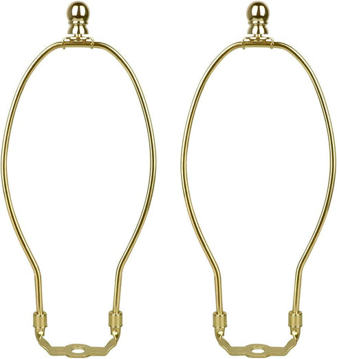 10 Inch Lamp Harp, 2 Set Gold Lamp Shade Harp Holder with Finial, DIY Detachable Replacement Lampshade Adapter Harp Bracket Hardware for Table/Flo...