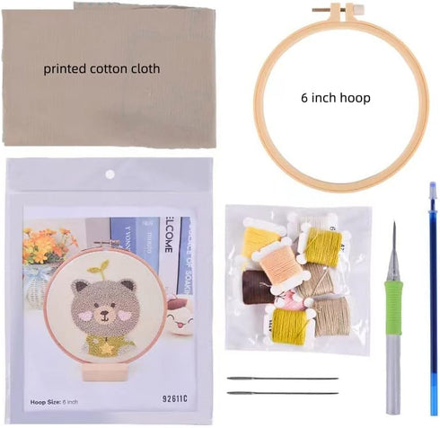 Punch Needle Embroidery kit DIY Dinosaurs and car Cross Stitch Hoop Craft Kits Handcraft Embroidery......