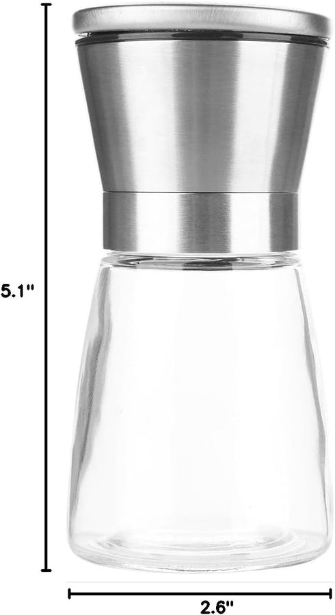 BlueSnail Stainless Steel Manual Grips Glass Salt Pepper Grinder Seasoning Bottle (5.1", Silver)...