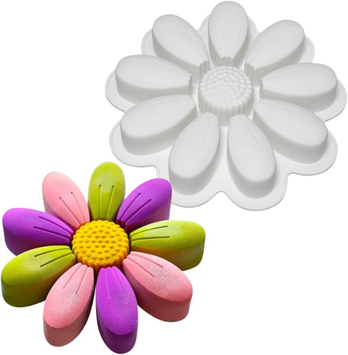 DIY Sunflower Chocolate Molds Silicone Candy Molds Non Stick Cookies Baking Trays for Party Decorations Food Grade (Sunflower M_9x9x1.48inch)...