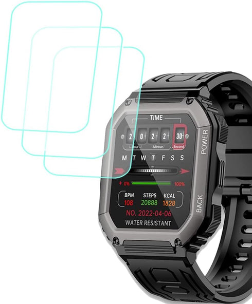 Tempered Glass Screen Protector Compatible with Hemisol, ZYCZWL KR06 1.8 inches Rugged Smart Watch, 3pcs, 9H...