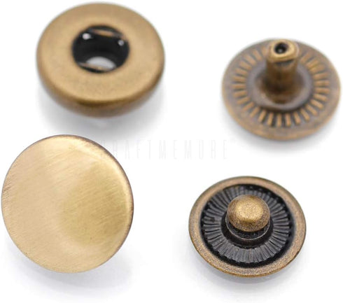 CRAFTMEMORE 50 Sets Antique Brass Snap Buttons S-Spring Socket Popper Fasteners for Jacket Bag Closures VT1 (8mm (0.31"))...