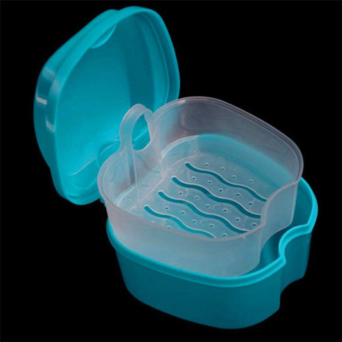 Coolrunner Denture Case, Denture Cup with Strainer, Denture Bath Box False Teeth Storage Box with Basket Net Container Holder for Travel, Retainer...