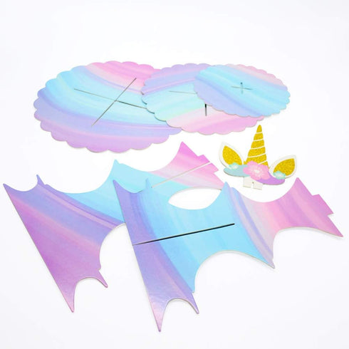 3 Tier Unicorn Cupcake Stand Unicorn Birthday Decorations Pink Purple Cardboard Cake Stand for Birthday Baby Shower Party Decorations...