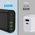 USB C Charger,100W 6 Port Charging Station with 3 USB C Ports and 3 QC USB A Ports, Portable PD Fast USB C Wall Charger for iPhone 14/13/12/11/Air...