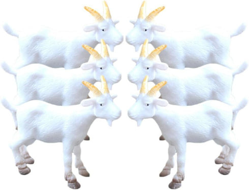 NUOBESTY Mini Goat Figurines 6pcs Plastic Realistic White Goat Animals Simulated Small Lambs Action Models Tiny Farm Sheep Figures Learning Educat...