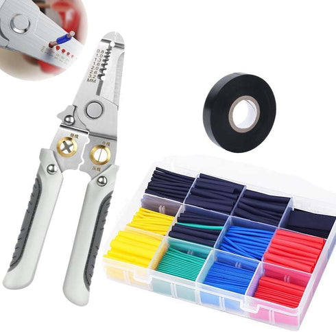 Wire Stripper Tool Set, 7 in 1 Multifunctional Wire Strippers with Heat Shrink Tube, Electrical Cutter Pliers Splitter Winding Wires Cable Crimper...