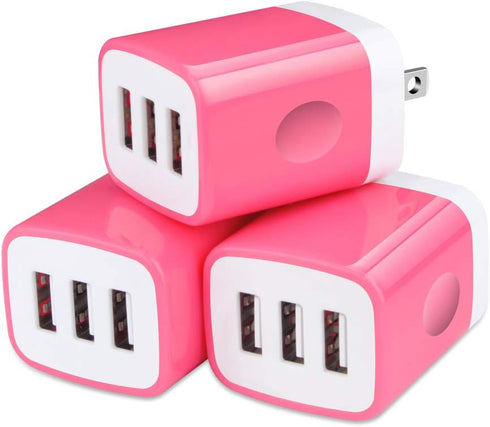 Wall Charger Adapter,USB Cubes,3Pack Universal Travel 3.1A 3 Muti Port Plug Charging Block Compatible with iPhone 16,15,14,13,12,11,SE,X,Plus,Sams...