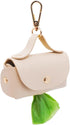 Leather Poop Bag Holder Dispenser for Leash, Portable and Reusable Dog Poop Bag Dispenser, Dog Bag Holder for Walking, Outdoor, Travelling (Beige)...