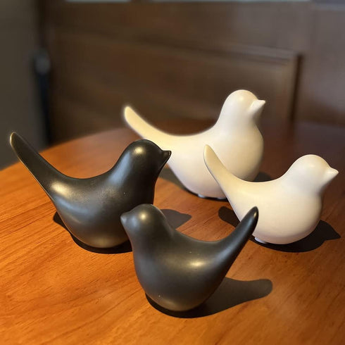 NWFashion Ceramic Animal Figurines Modern Style Birds Decorative Ornaments Desktop Display (Black Bird)...