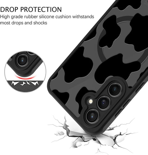 ZIYE Magnetic Case for Galaxy A15 Cow Pattern Phone Case with Camera Protection,Silicone TPU Phone Protective Cover Cow Print Design Cases Compati...