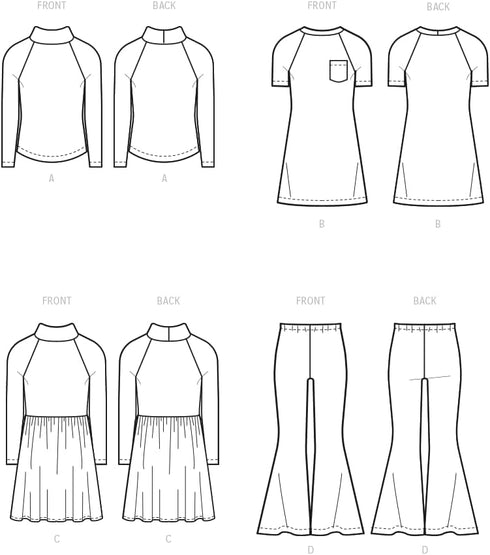 McCall's Children's and Girls' Knit Top, Dresses and Pants Sewing Pattern Kit, Design Code M8353, Sizes 7-8-10-12-14...