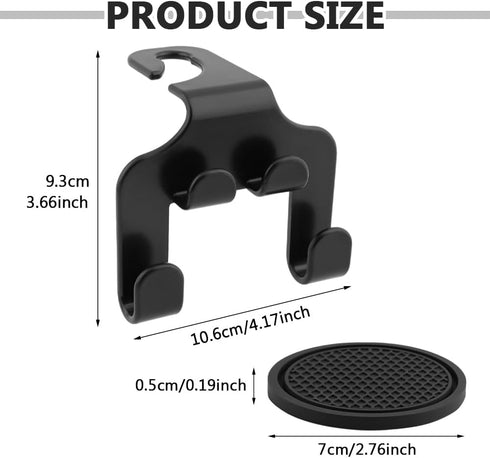 8Pcs 2 in 1 Car Rear Seat Hook and Coaster Combination,Car Coasters,Hook Bracket Stronger Load Bearing Capacity Hexagon Embossed Design Coaster No...
