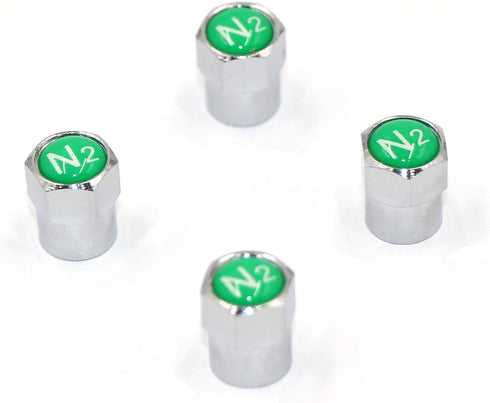 Chrome Plated Brass Valve Stem Caps N2 Nitrogen Sign Logo on The Top, 4 pcs Pack...