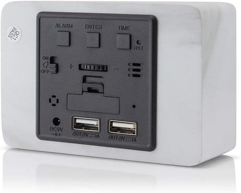 OCT17 Marble Pattern Alarm Clock, Fashion Multi-Function LED Digital Alarm Clocks Stone Cube with USB Power Supply, Voice Control, Timer, Thermome...