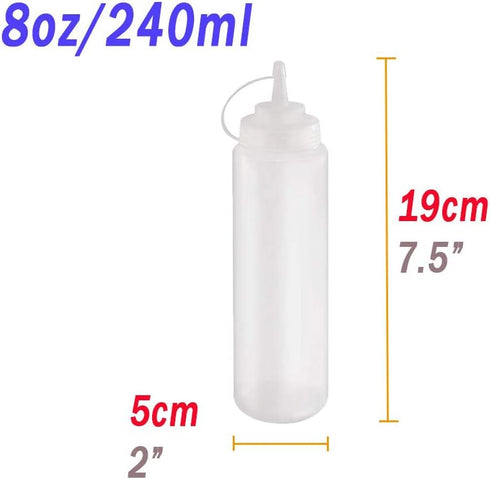 15 PCS 8oz Squeeze Bottles,Plastic Condiment Bottle with Twist On Cap Lids,Squeeze Bottle for Sauces,Ketchup,Barbecue,Syrup,Paint...