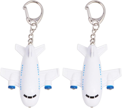 NUOBESTY 2pcs Plane Keychain Led Light Up Airplane Key Ring Cartoon Key Fob with Sound for Bag Purse Charms Car Keys Kids Birthday...