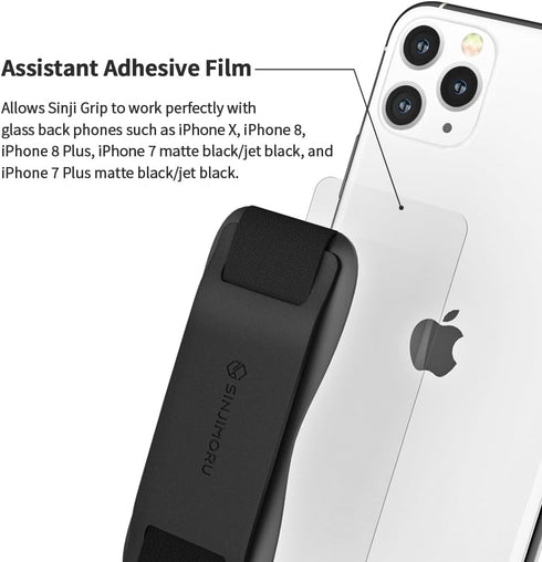 Sinjimoru Silicone Mobile Phone Grip with Stand, Cell Phone Stand for Desk & Secure iPhone Holder Strap for All Smartphone. Sinji Grip Silicone Bl...