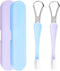 Tongue Scraper & Tongue Brush Set,Tongue Cleaner with Travel Case for Adults & Kids,Oral Care Hygiene Essentials (2pcs,Blue+Purple)...