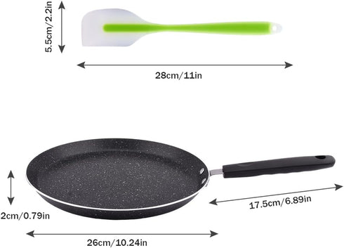 Nonstick Crepe Pan, 11 Inch Griddle Pan with Scraper & Oil Brush, Griddle Pancake Pan Tortilla Pan, for Cooking Eggs, Frying, Grill, Omelettes, Ea...
