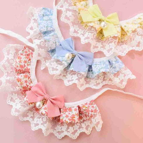 Pet Pink Adjustable Collar Dog Detachable Lace Neckerchief Cat Scarf Accessories Puppy String Bib for Small Medium Pet, Neck 9.84-11.81 Inches(M,p...