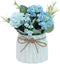 Fake Hydrangeas with Pot, Mini Hydrangea Artificial Flowers Artificial Plant in Ceramic Vase for Office Desktop Decorations (Blue)...