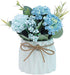 Fake Hydrangeas with Pot, Mini Hydrangea Artificial Flowers Artificial Plant in Ceramic Vase for Office Desktop Decorations (Blue)...
