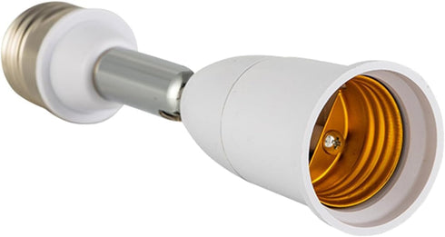 1Pc White E26/E27 Light Bulb Socket Extender Adapter 180 Degree Bendable Light Fixture E26/E27 to E26/E27 Base Adjustable E26/E27 to E26/E27 Socke...