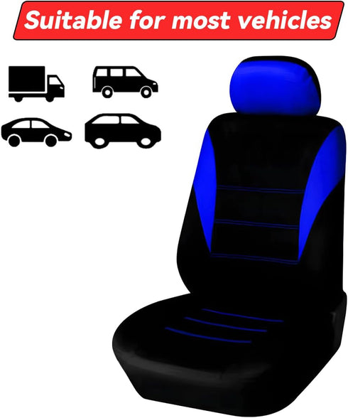 4PCS Car Seat Covers, Automotive Interior Full Set Non-Slip Waterproof Seat Cushion Protectors for Front Seats with Headrest Covers, Universal for...