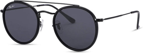 Pro Acme Double Bridge Round Sunglasses for Women Men 100% Crystal Real Glass Lens Retro UV400 Protection...