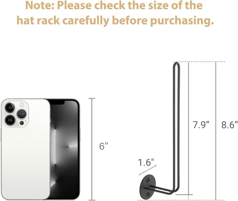 Mkono Hat Organizer for Baseball Caps, Set of 2 Wall Hat Rack 7.9 Inches Space Saving Holds 40 Caps Modern L -Shaped Hat Hooks Wall Mount Hat Hold...