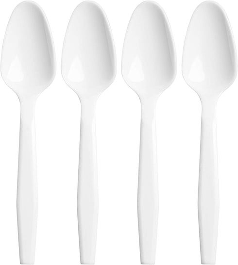 50 Medium-Weight Disposable Plastic Teaspoons - White...